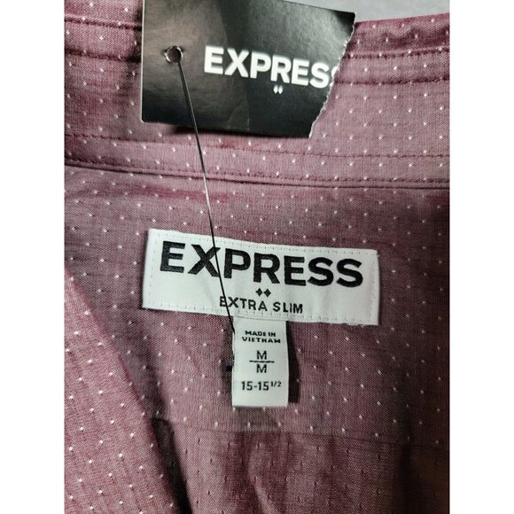 NEW Express Extra Slim polka dot Button Up Long Sleeve Mens Medium - Picture 6 of 7